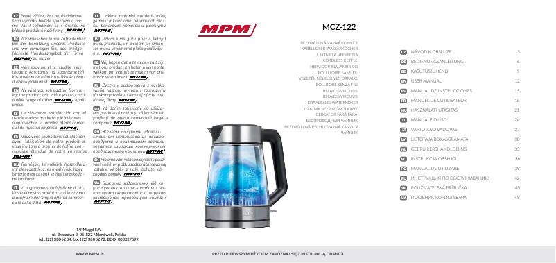 Page n°1 - Manuel utilisateur MPM MCZ-122