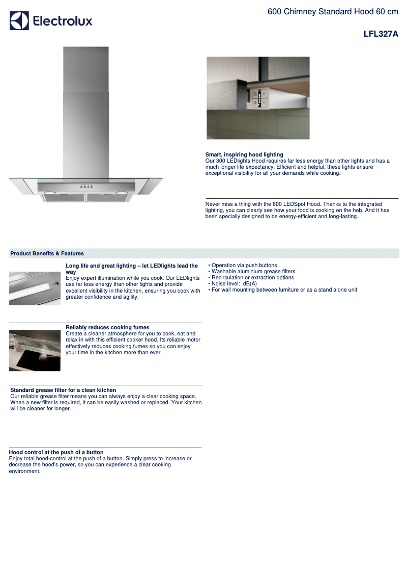Page n°1 - Fiche technique Electrolux LFL327A