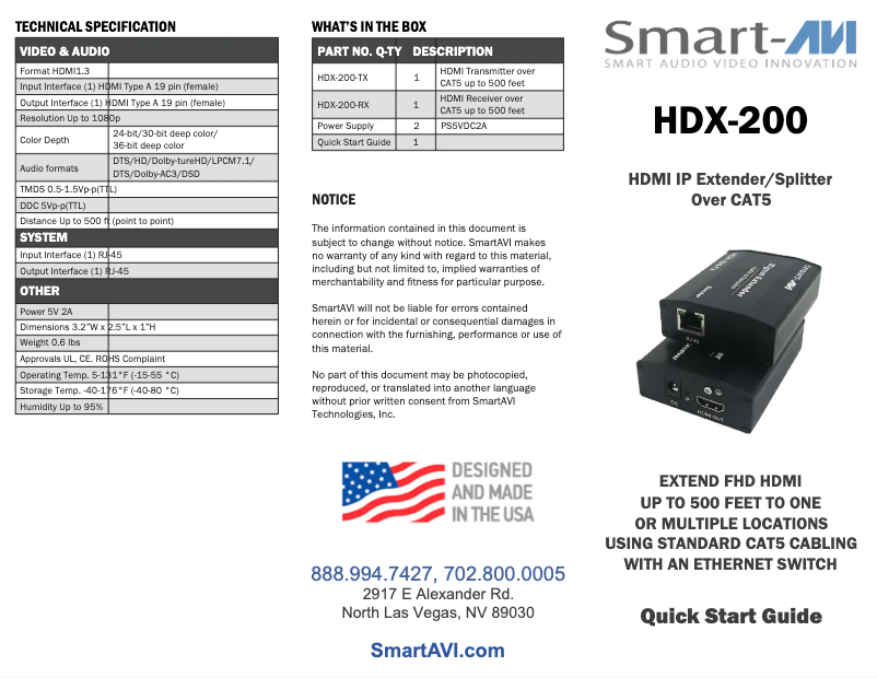 Page 1 of the manual User Manual Smart-AVI HDX-200