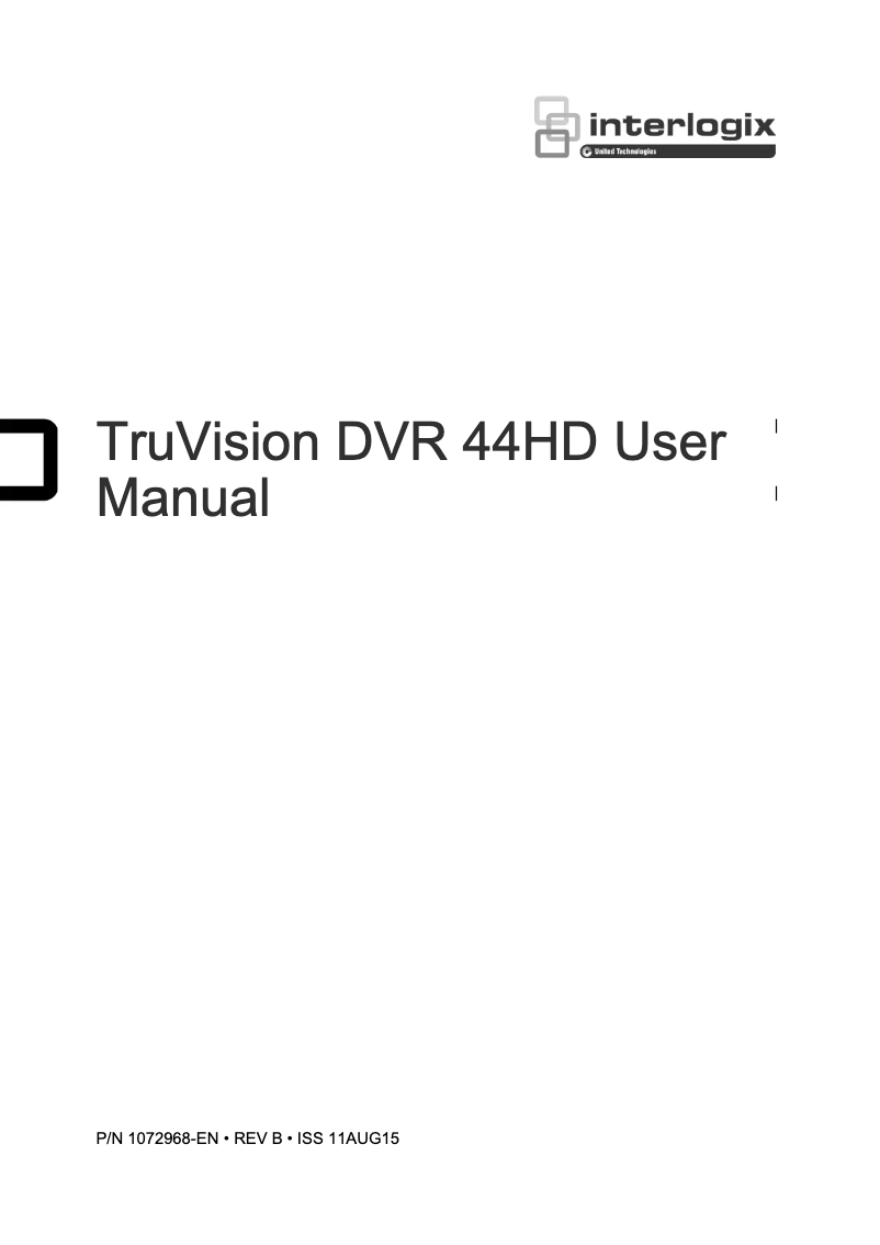 Image de la première page du manuel de l'appareil TruVision TVR-4408HD