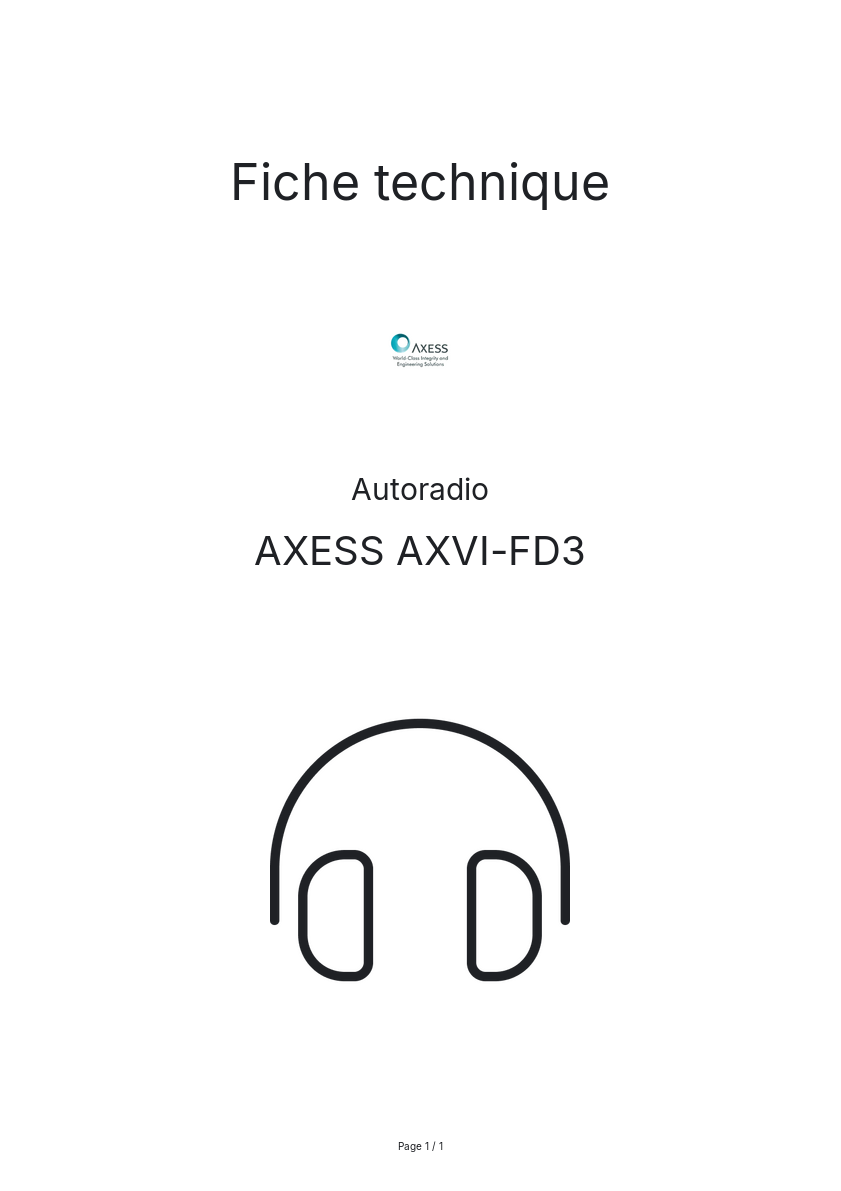 Image de la première page du manuel de l'appareil AXVI-FD3