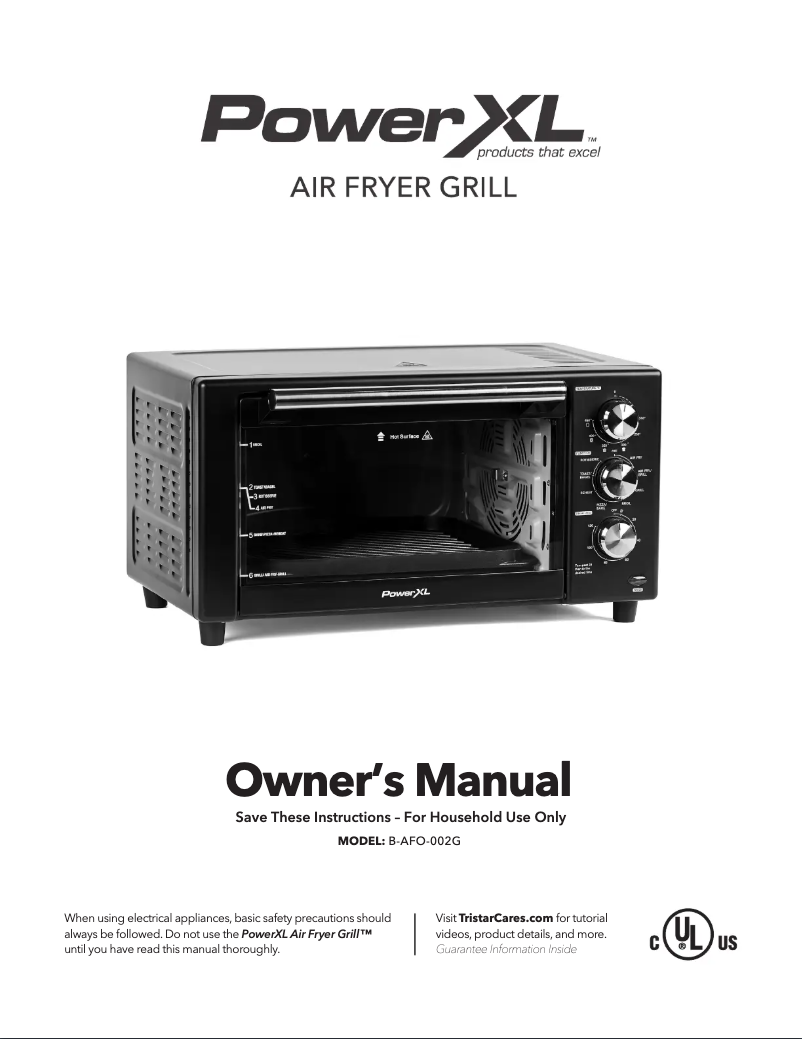 Image de la première page du manuel de l'appareil Air Fryer Grill B-AFO-002G