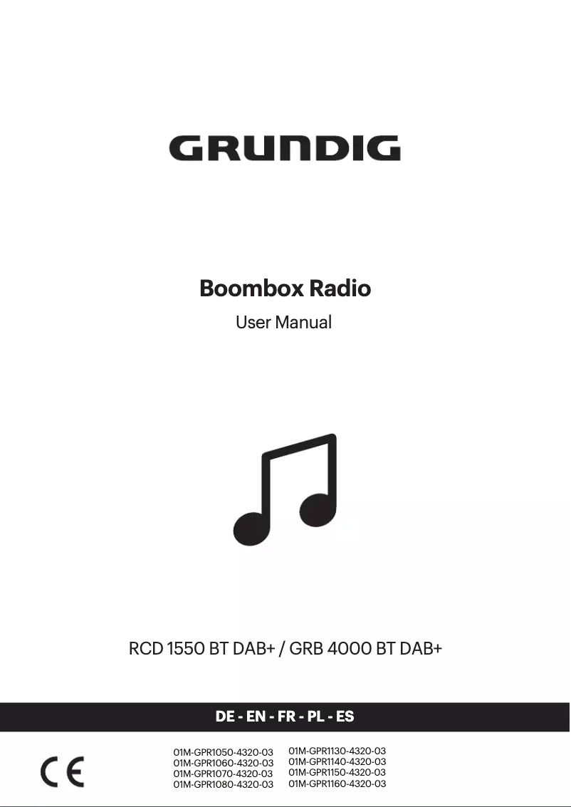 Page 1 de la notice Manuel utilisateur Grundig GRB4000BTDABB