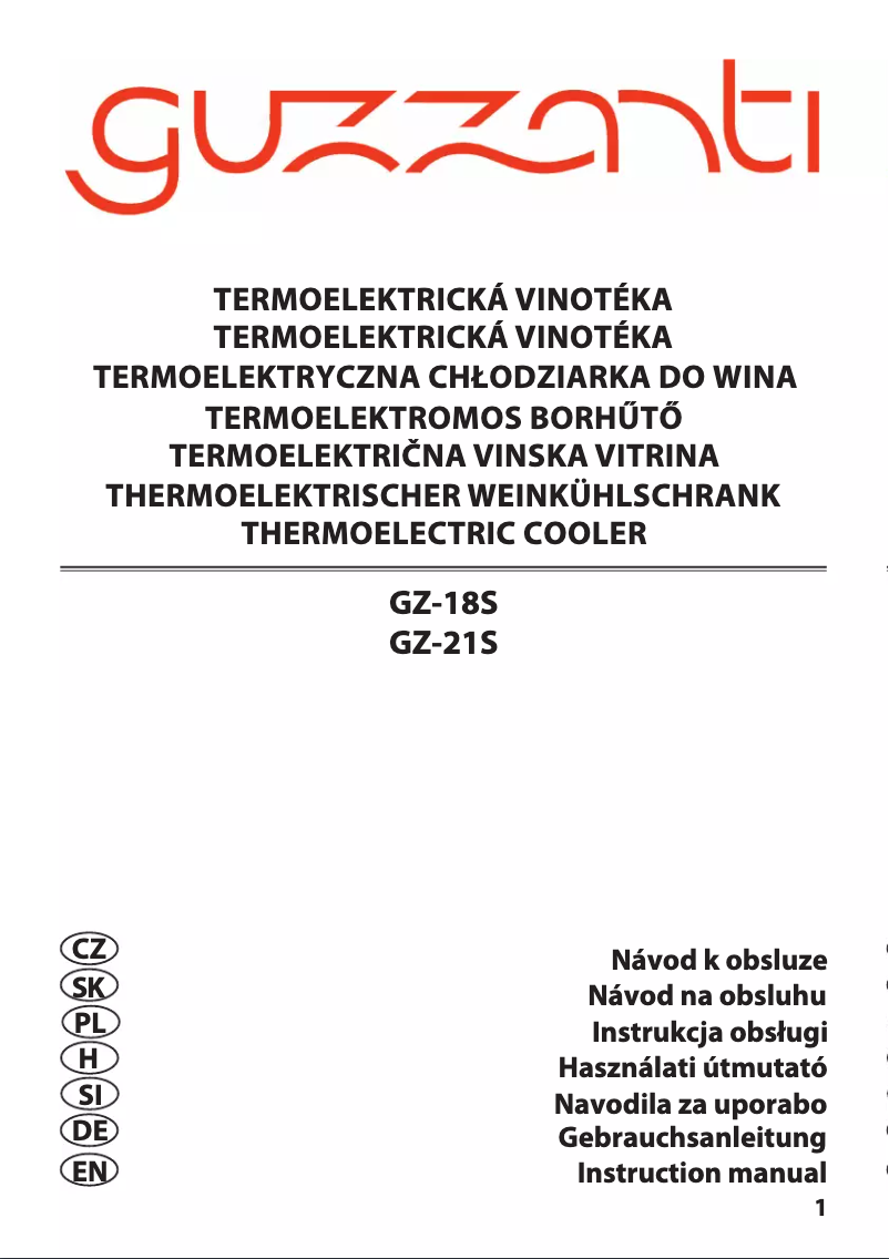 Page n°1 - Manuel utilisateur Guzzanti GZ-21S