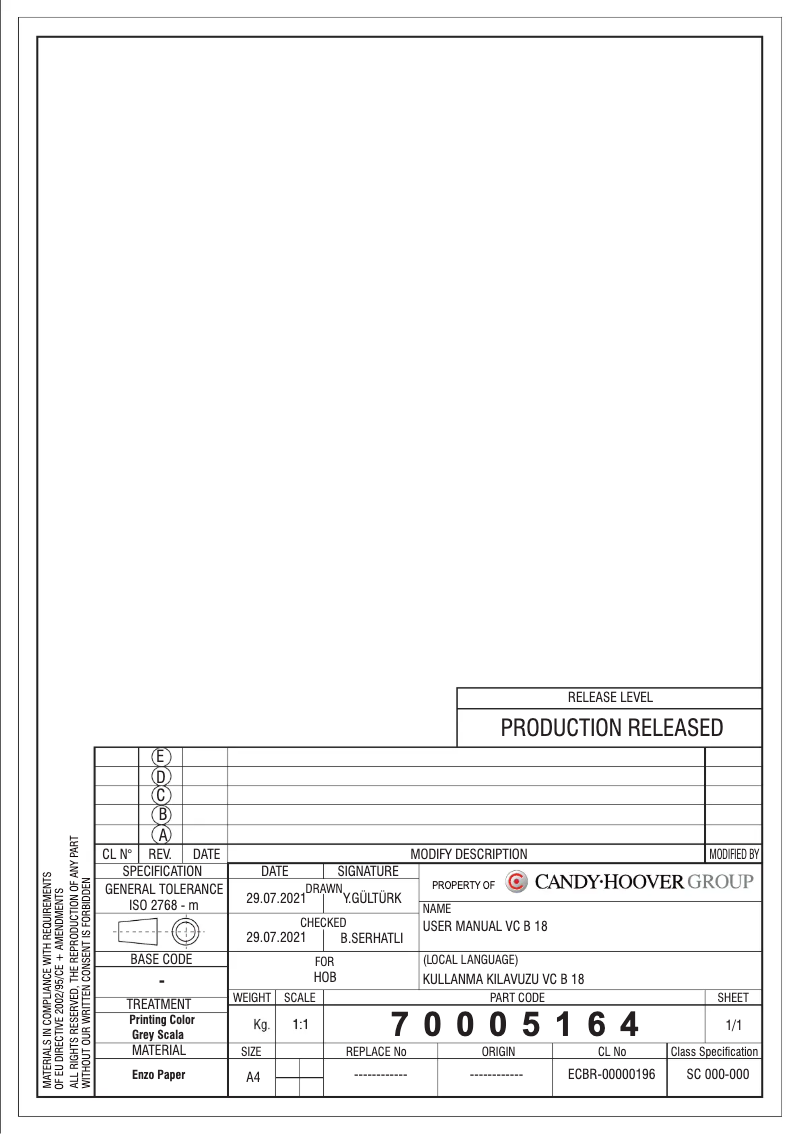 Image de la première page du manuel de l'appareil CH64FC