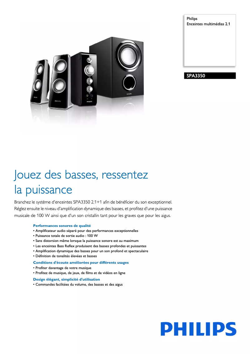 Image de la première page du manuel de l'appareil SPA3350