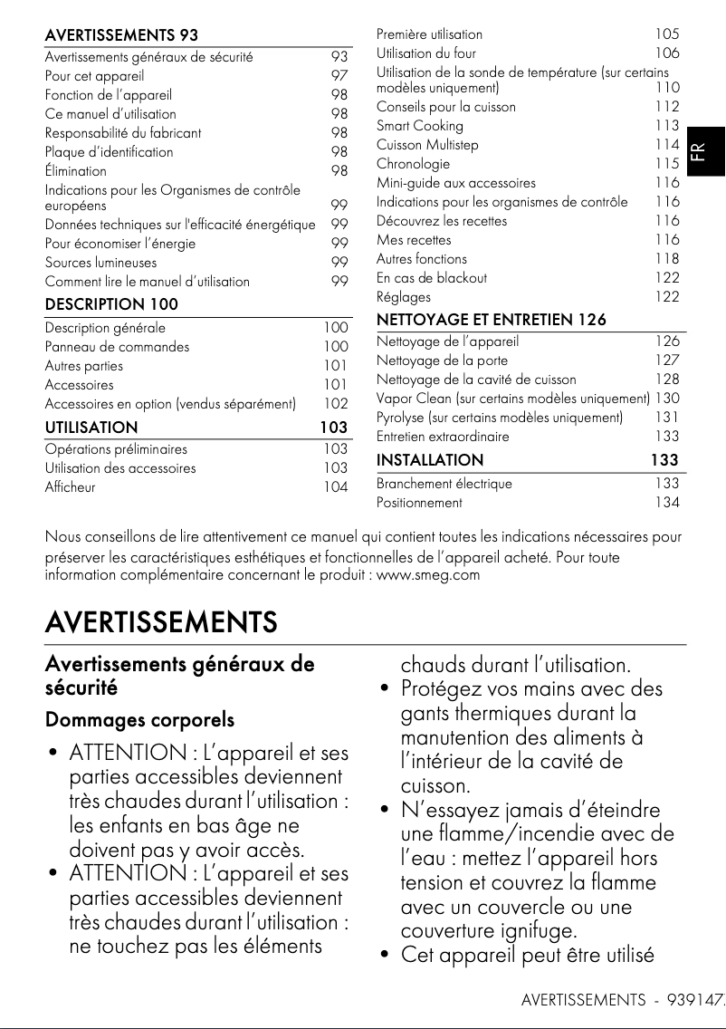 Page n°1 - Manuel utilisateur Smeg SOP6104TPN