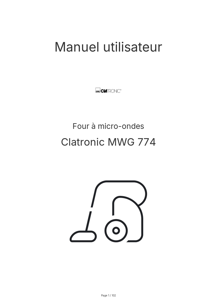 Page n°1 - Manuel utilisateur Clatronic MWG 774