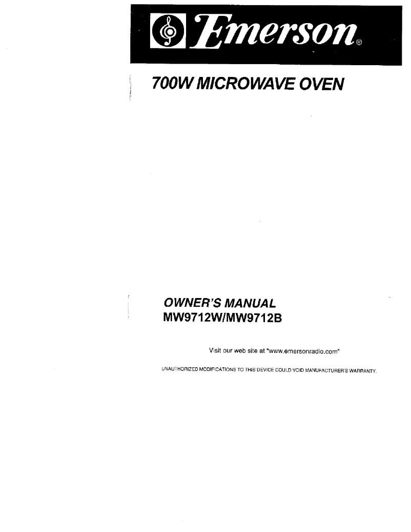 Page n°1 - Manuel utilisateur Emerson MW9712B