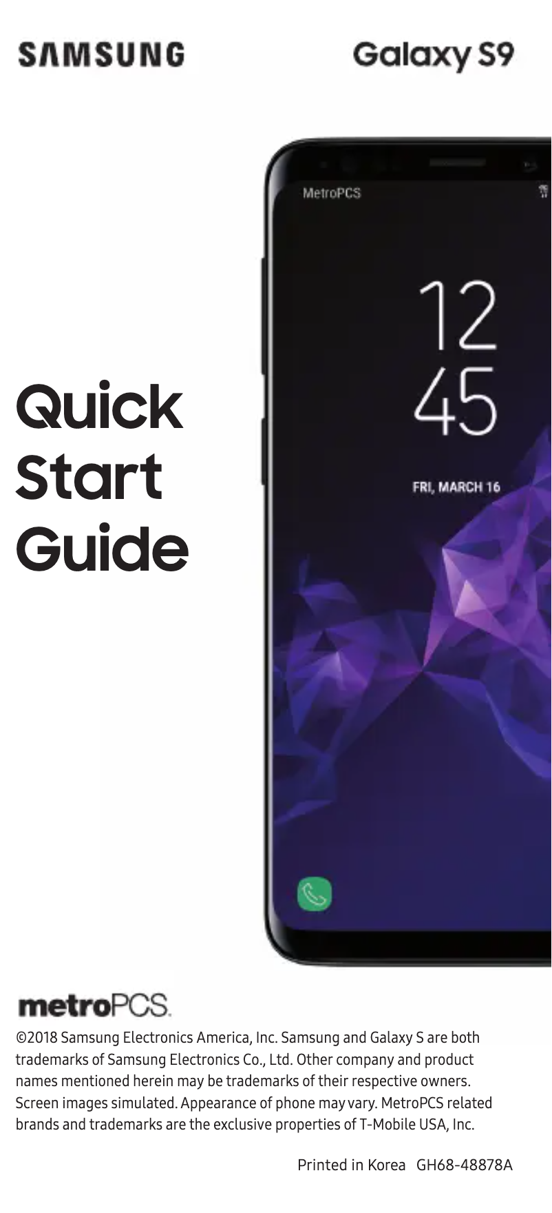 Imagen de la primera página del manual del dispositivo Galaxy S9