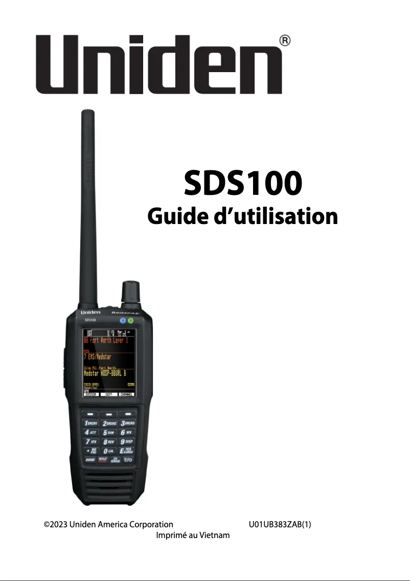 Page 1 de la notice Manuel utilisateur Uniden SDS100