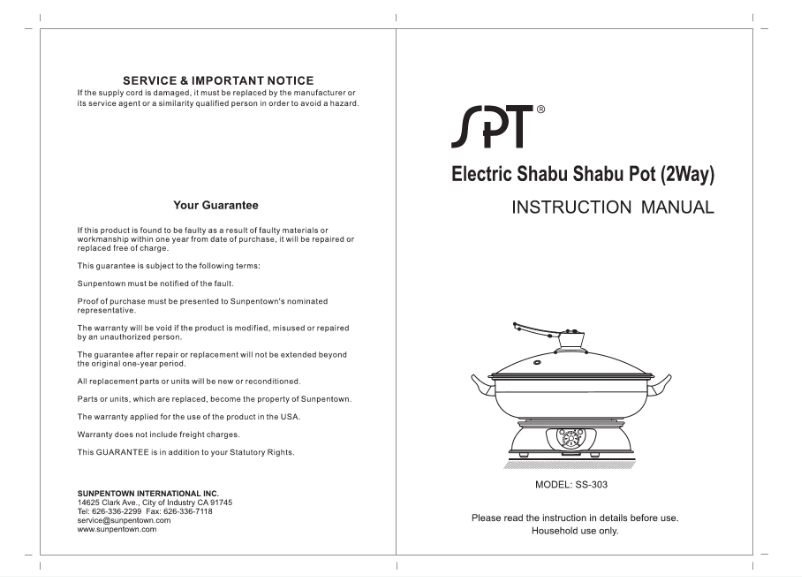 Page n°1 - Manuel utilisateur SPT SS-303
