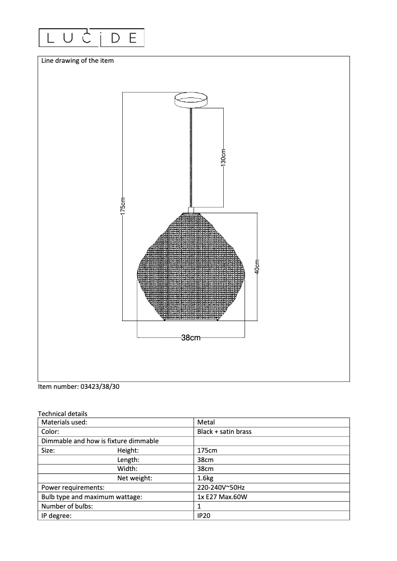 Page n°1 - Manuel utilisateur Lucide Saar 03423/38/30