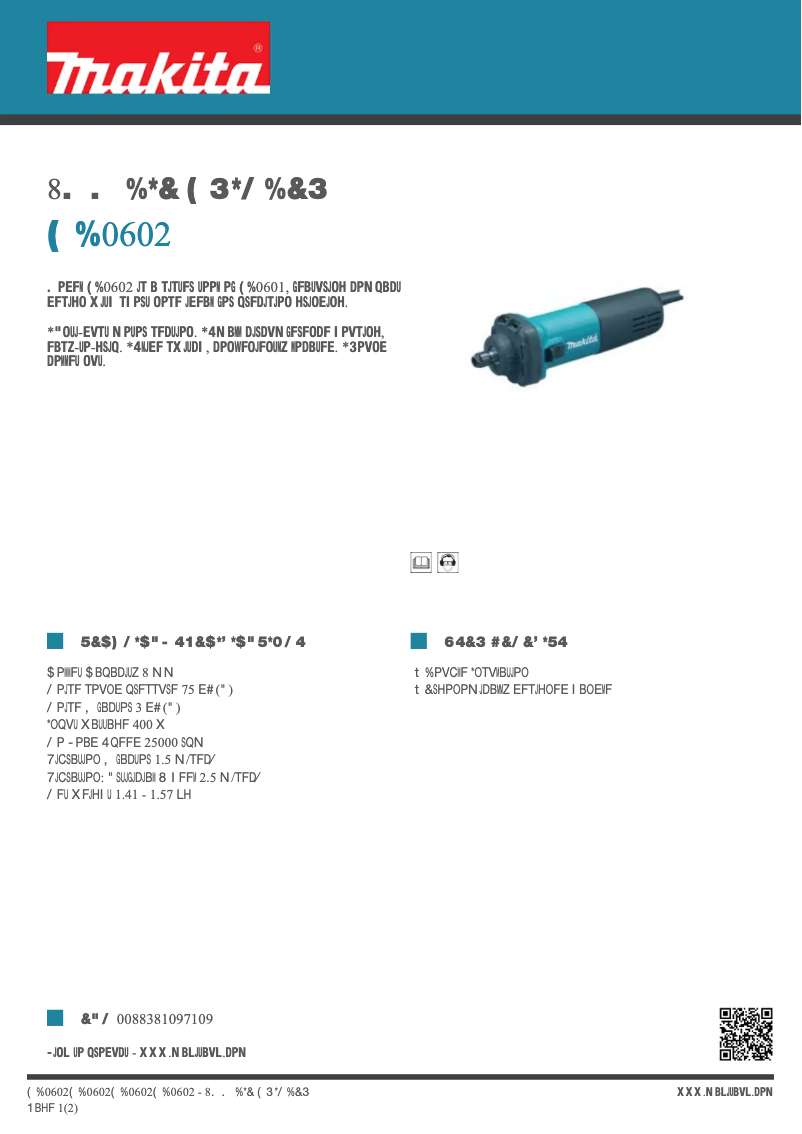 Page n°1 - Fiche technique Makita GD0602