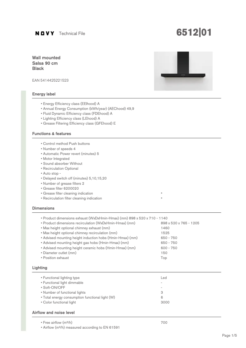 Image de la première page du manuel de l'appareil Salsa 6512