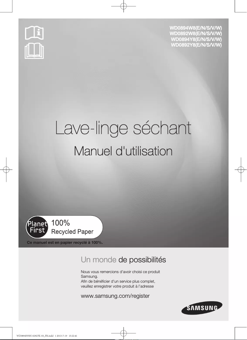 Page n°1 - Manuel utilisateur Samsung WD0894W8N