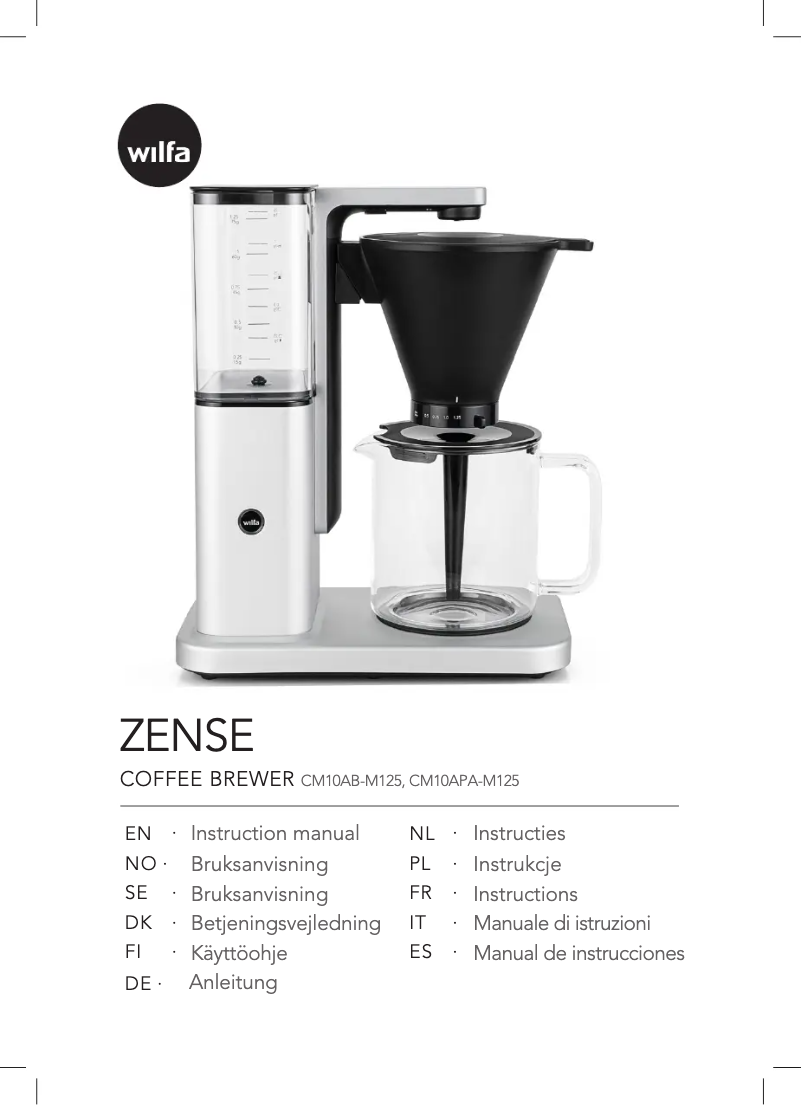 Page 1 de la notice Manuel utilisateur Wilfa Zense CM10AB-M125