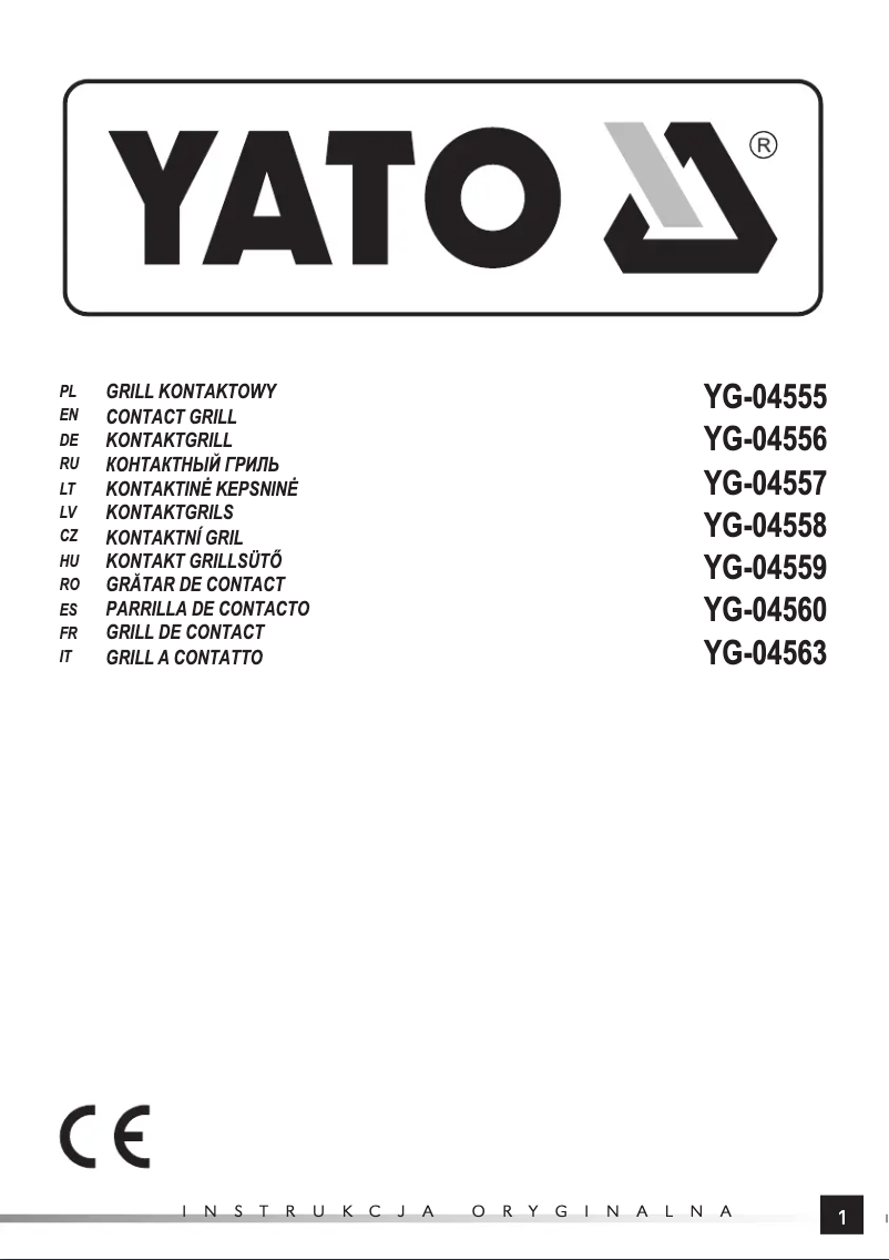 Page n°1 - Manuel utilisateur Yato YG-04557