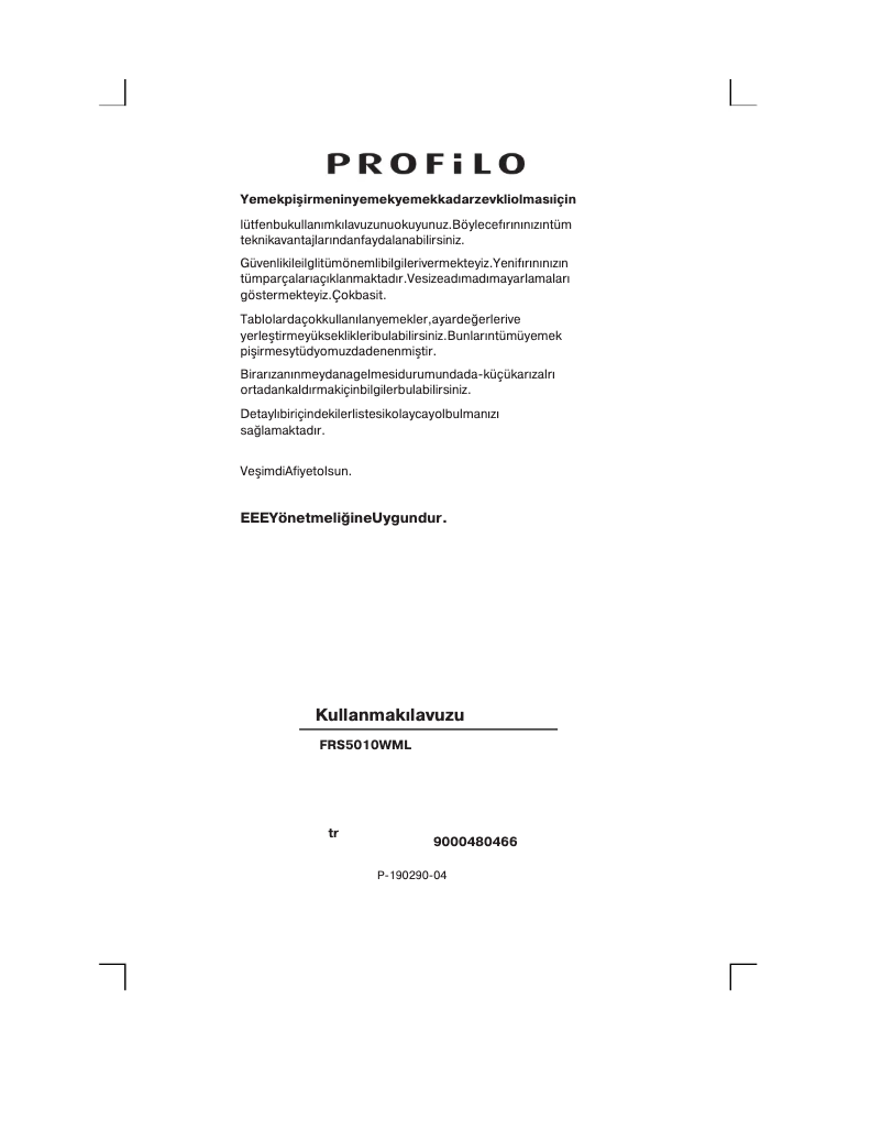 Page 1 de la notice Manuel utilisateur Profilo FRS5010WML