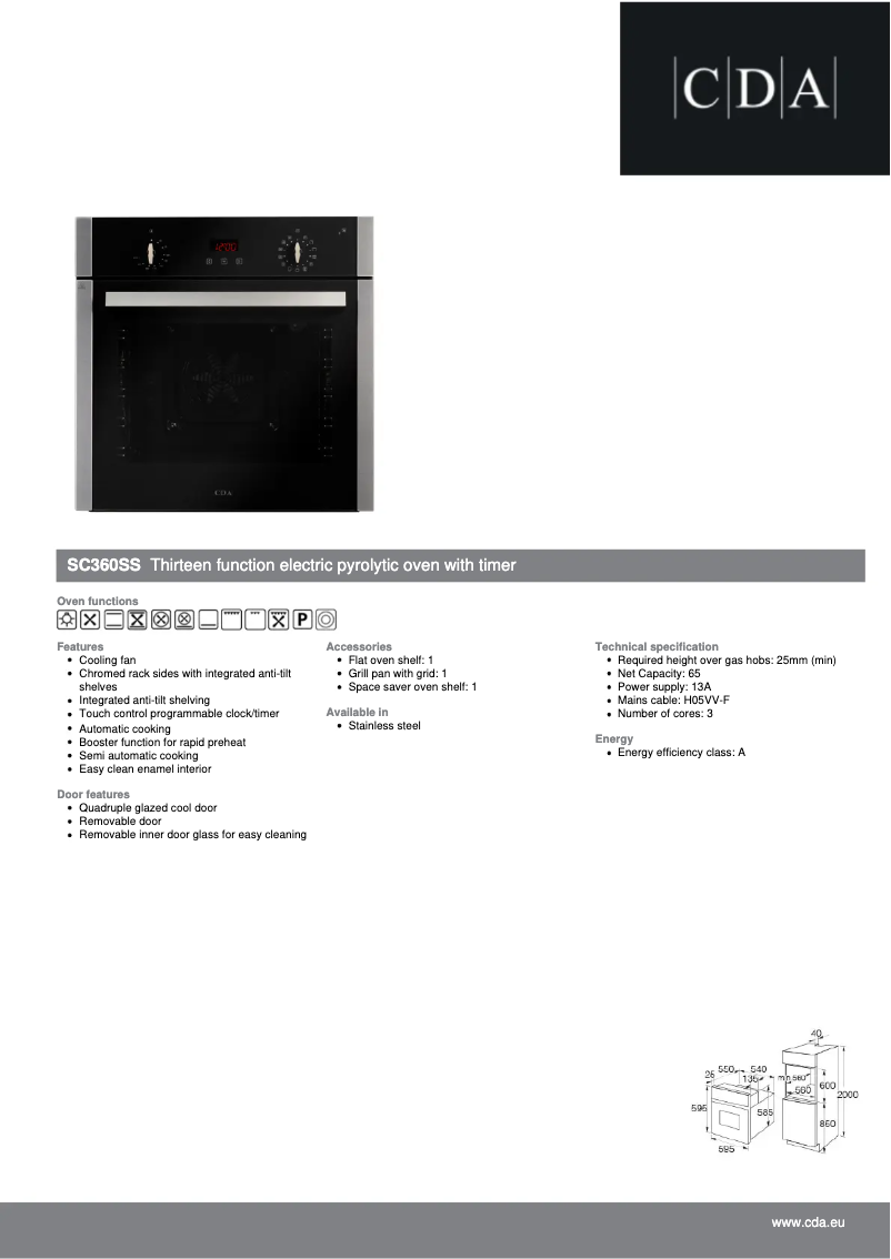 Page n°1 - Fiche technique CDA SC360SS