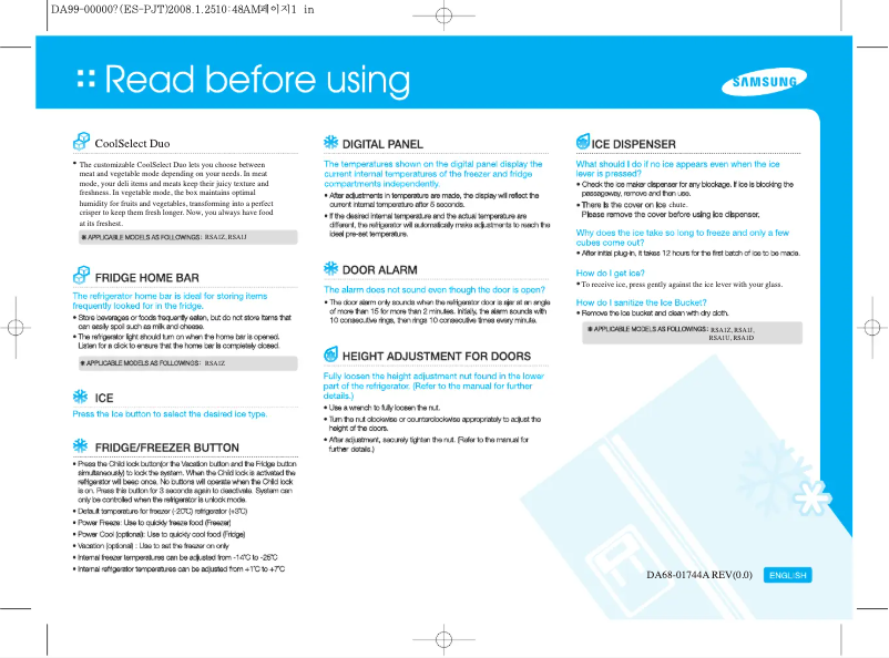 Page n°1 - Guide d'installation Samsung RS55K52A02A