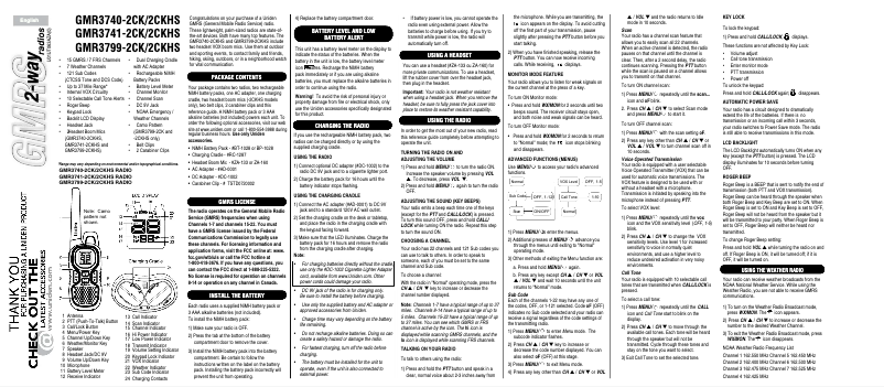 Page 1 de la notice Manuel utilisateur Uniden GMR3799-2CKHS