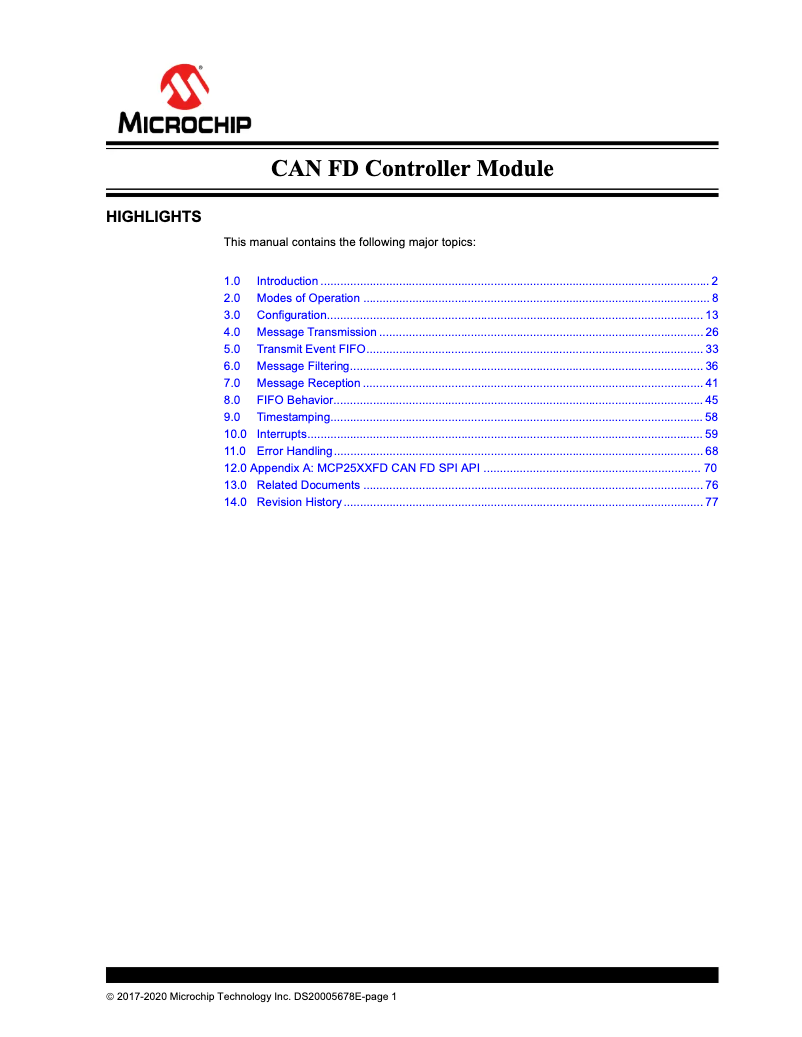 Página 1 del manual Manual de usuario Microchip MCP2518FD