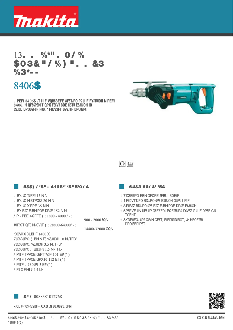 Page 1 de la notice Fiche technique Makita 8406C