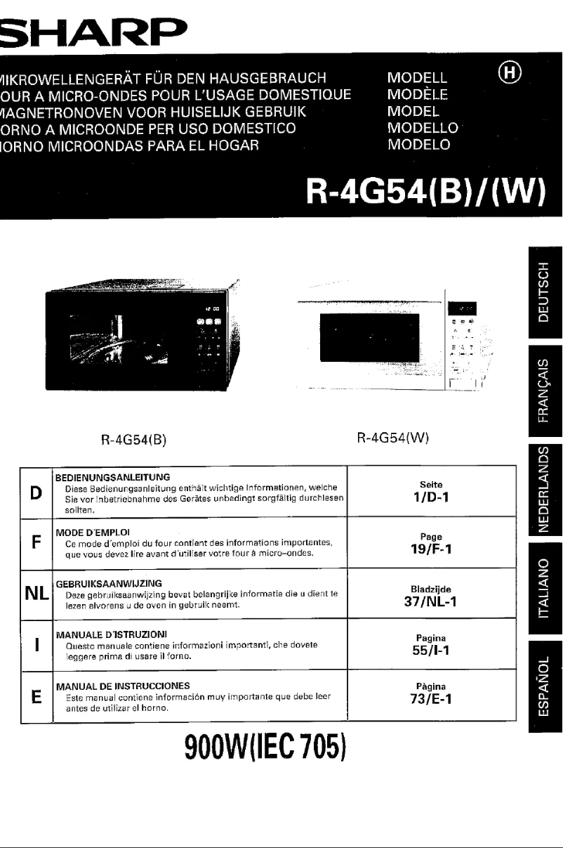 Page n°1 - Manuel utilisateur Sharp R-4G54B