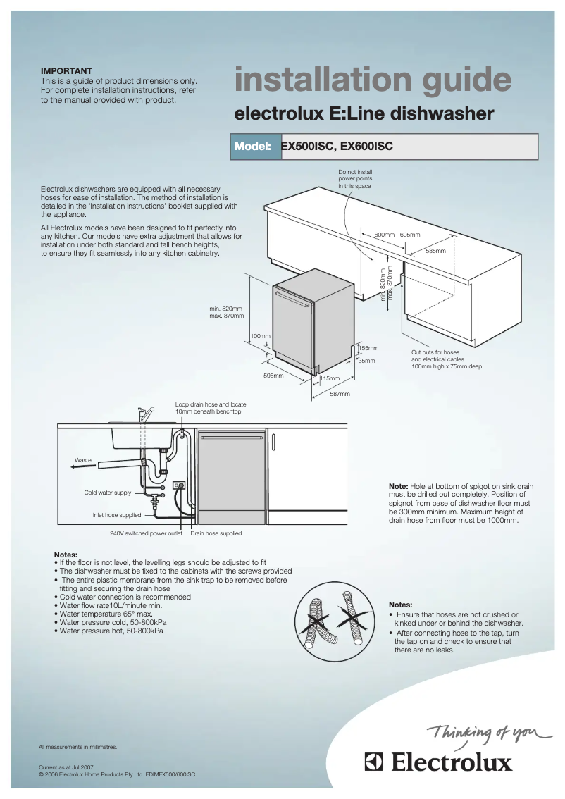 Page 1 de la notice Guide d'installation Electrolux EX500ISC
