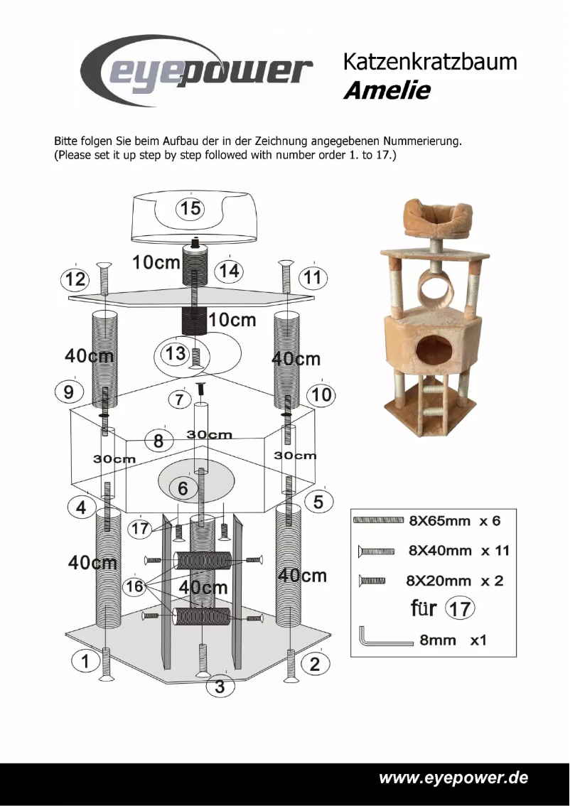 Page 1 de la notice Manuel utilisateur Eyepower Amelie