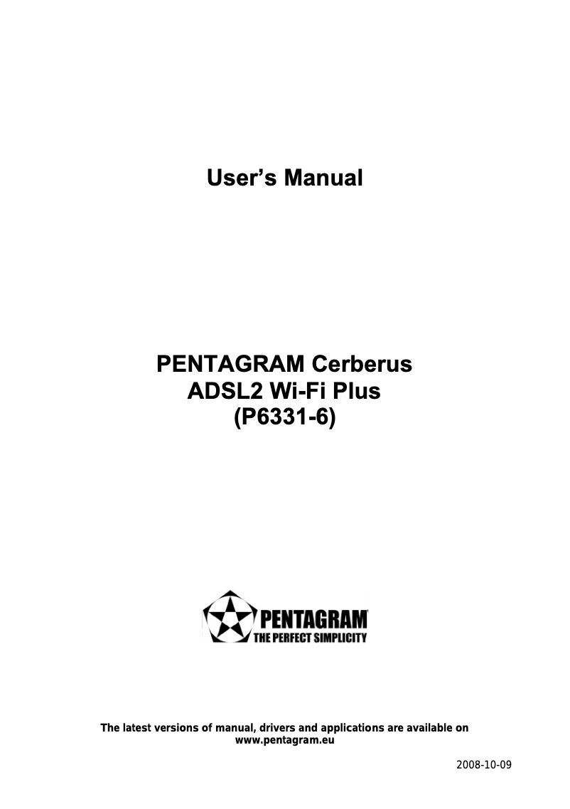 Page 1 of the manual User Manual Pentagram Cerberus P6331-6