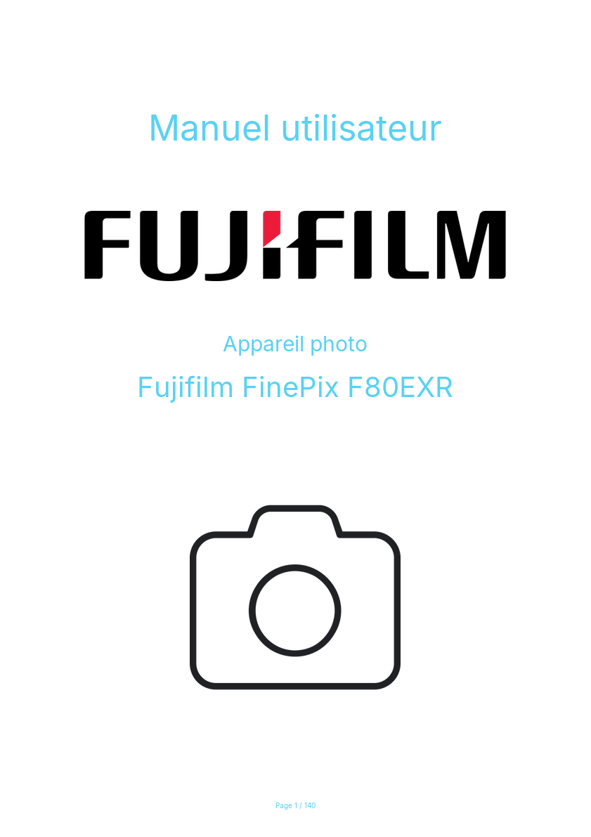 Page n°1 - Manuel utilisateur Fujifilm FinePix F80EXR