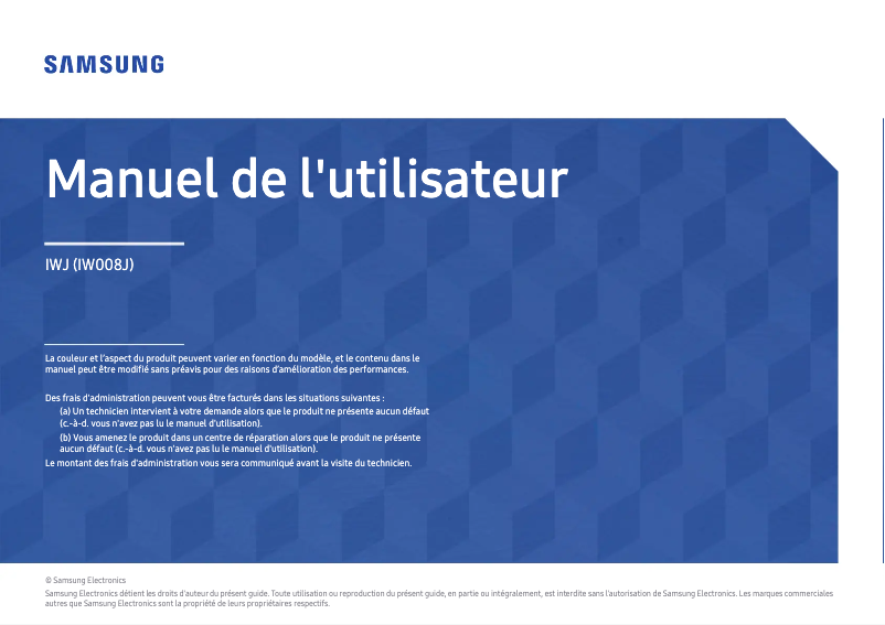 Page 1 de la notice Manuel utilisateur Samsung IW008J-R