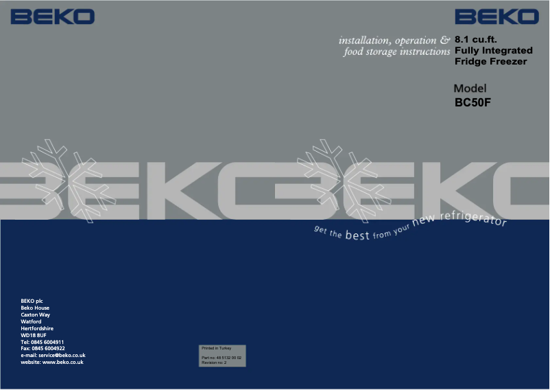 Page n°1 - Manuel utilisateur Beko BC50F