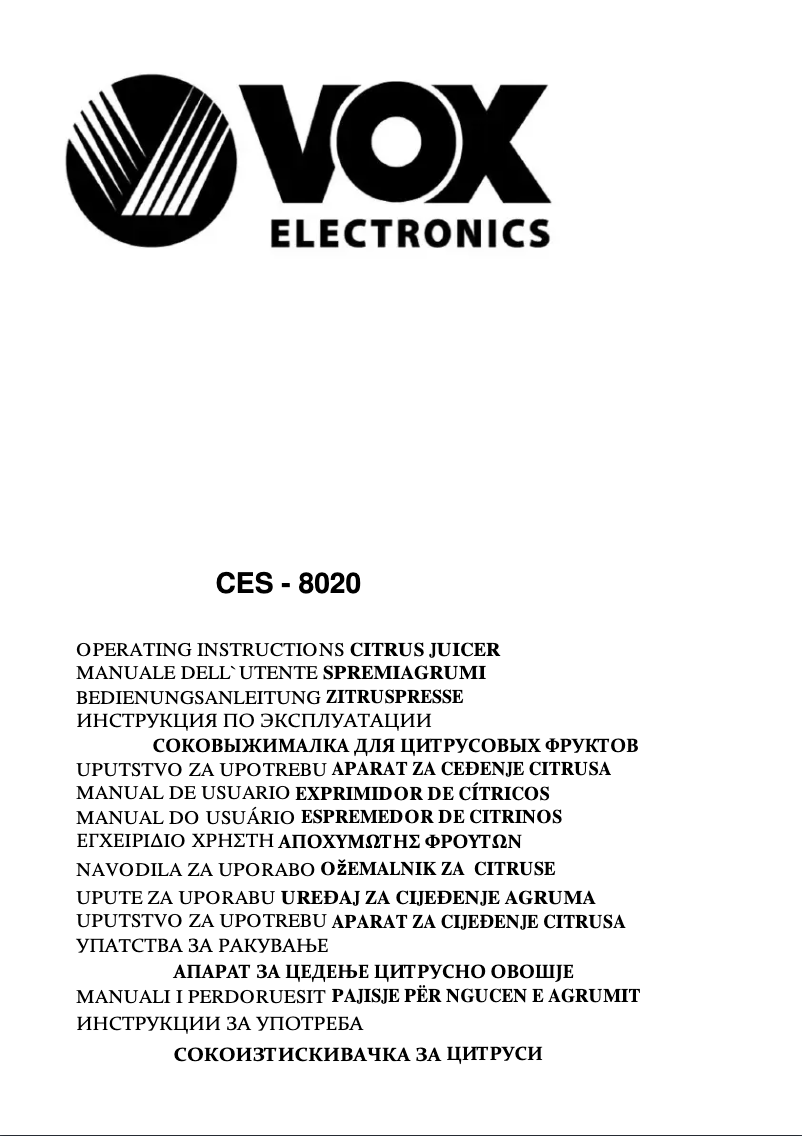 Page 1 de la notice Manuel utilisateur VOX CES8020