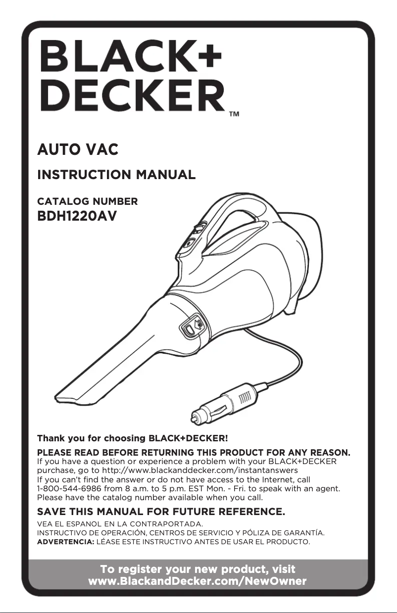 Page n°1 - Manuel utilisateur Black & Decker BDH1220AV
