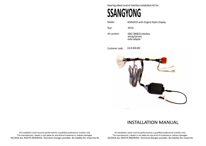 Image de la première page du manuel de l'appareil CA-R-SSK.002