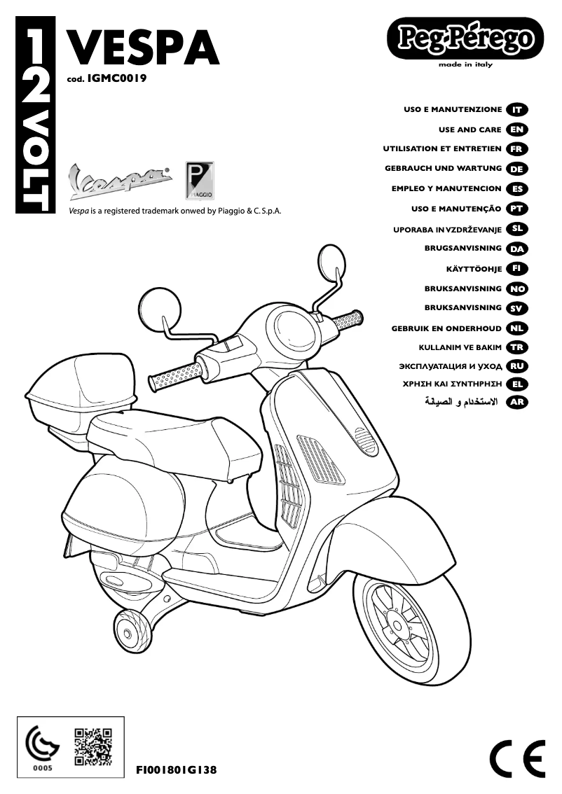 Page n°1 - Manuel utilisateur Peg Perego Vespa