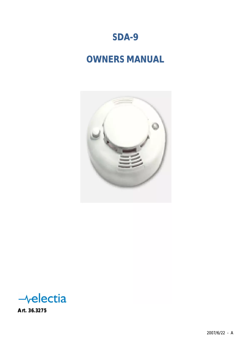 Page 1 de la notice Manuel utilisateur Electia SDA-9