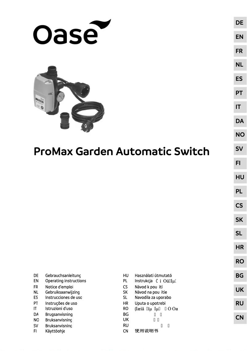 Page 1 de la notice Manuel utilisateur Oase ProMax Garden Automatic Switch