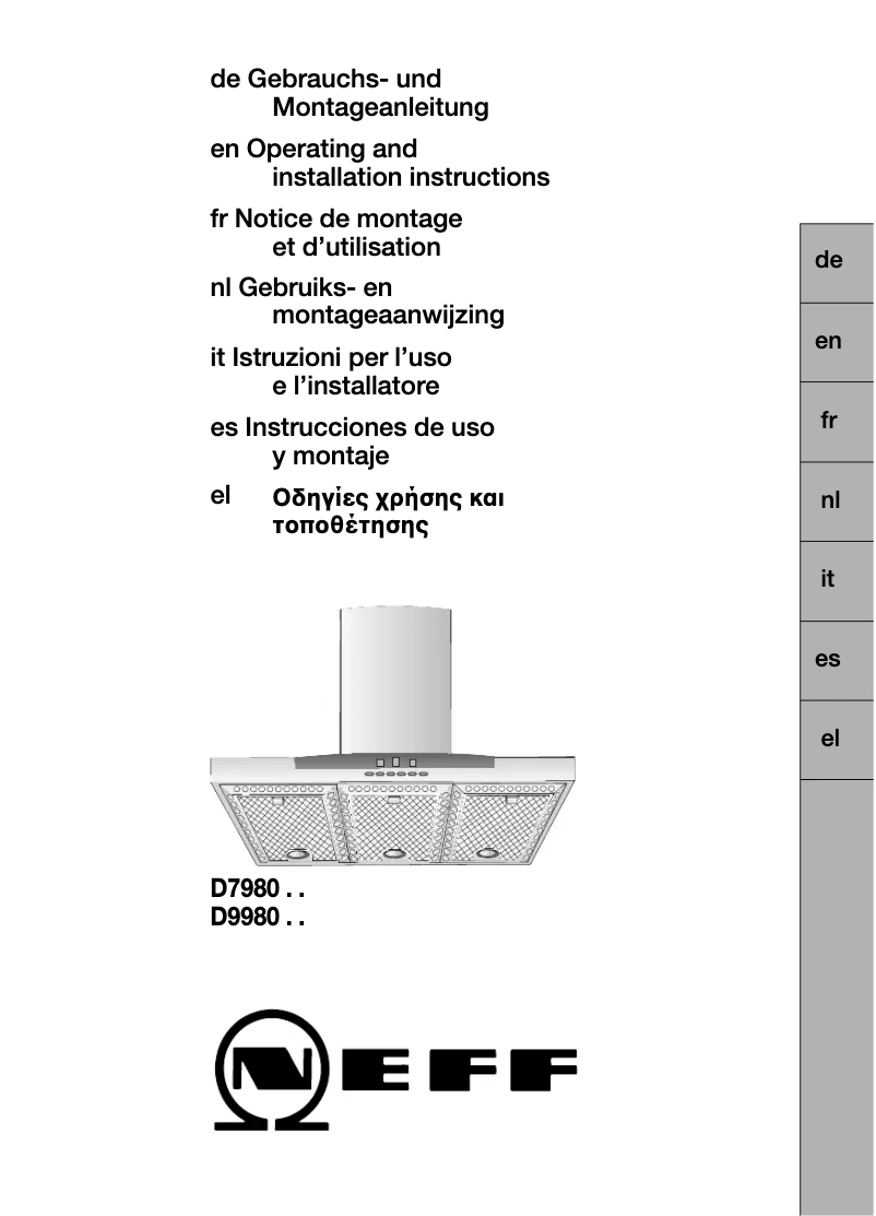Page n°1 - Manuel utilisateur Neff D9980N1
