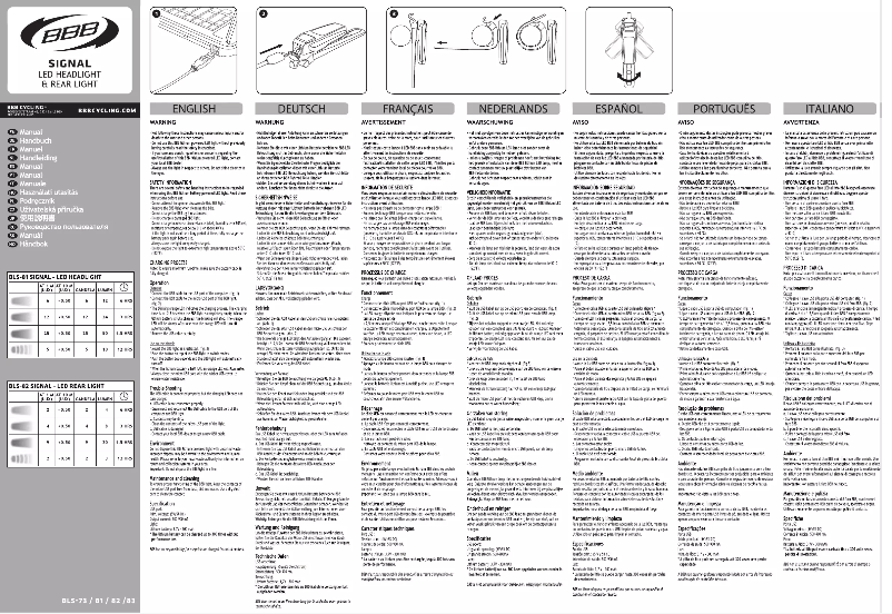 Imagen de la primera página del manual del dispositivo SignalCombo BLS-83