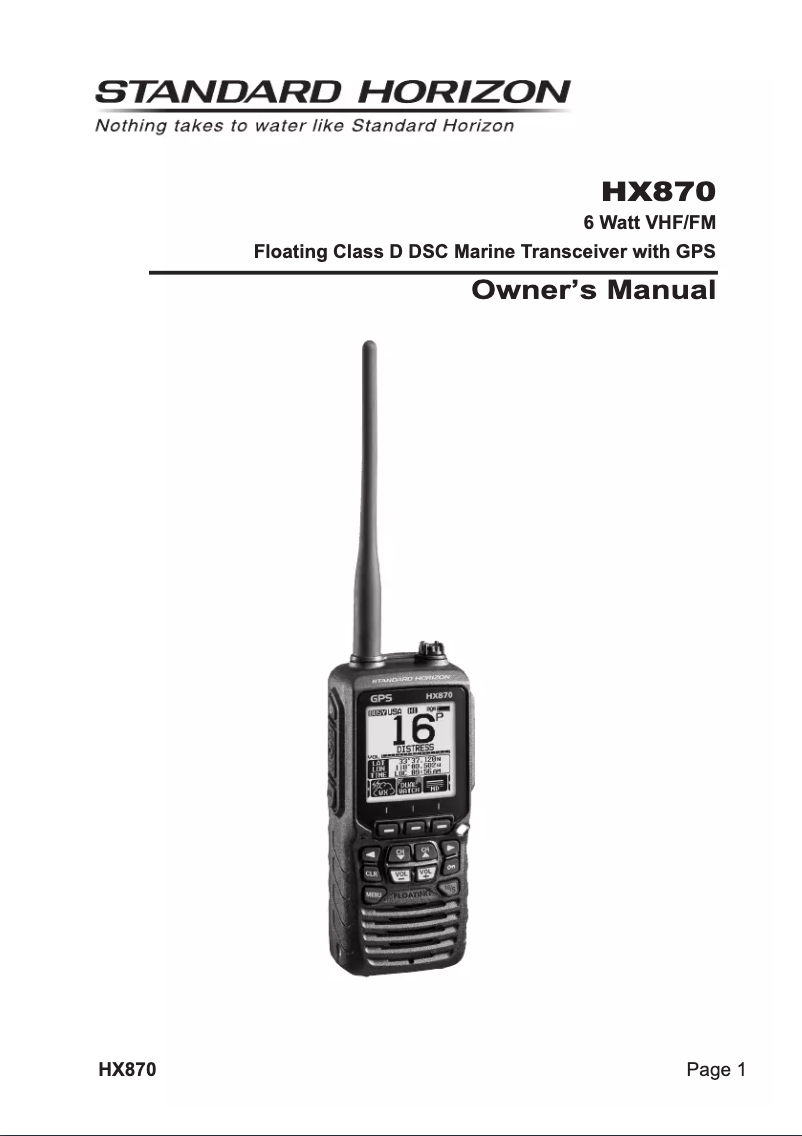 Page 1 de la notice Manuel utilisateur Standard Horizon HX870E