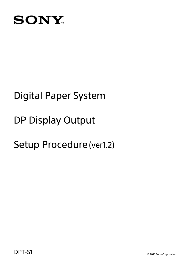 Page n°1 - Guide d'installation Sony DPT-S1