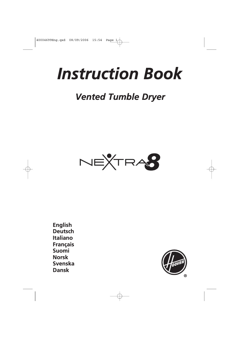 Page n°1 - Manuel utilisateur Hoover HNV 380-SY