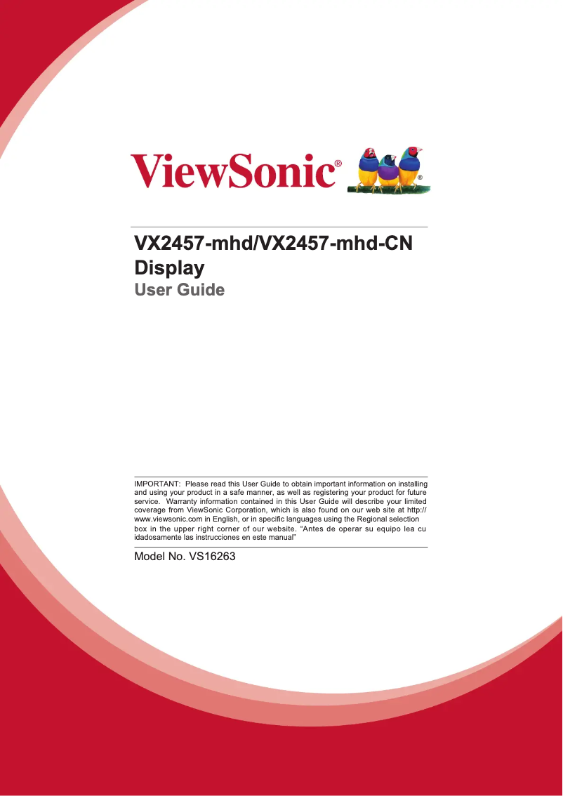 Page n°1 - Manuel utilisateur Viewsonic VX Series VX2457MHD