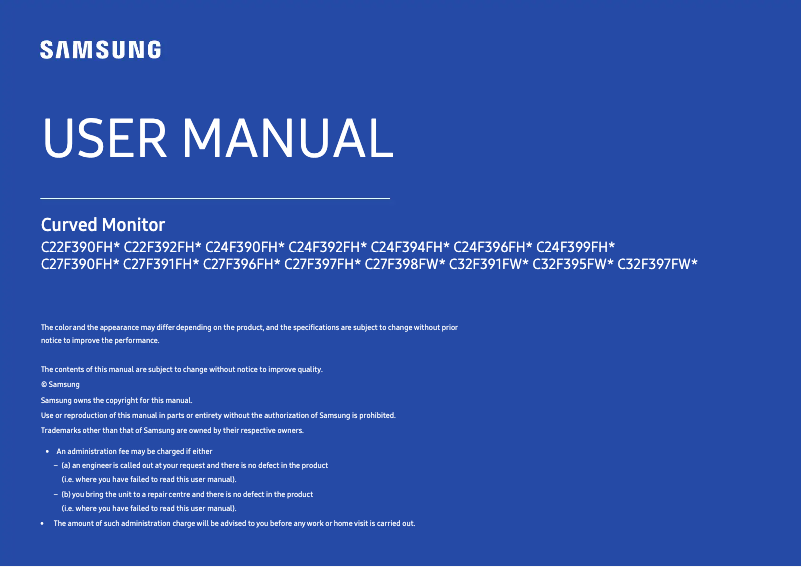 Page 1 de la notice Manuel utilisateur Samsung C32F397FWC