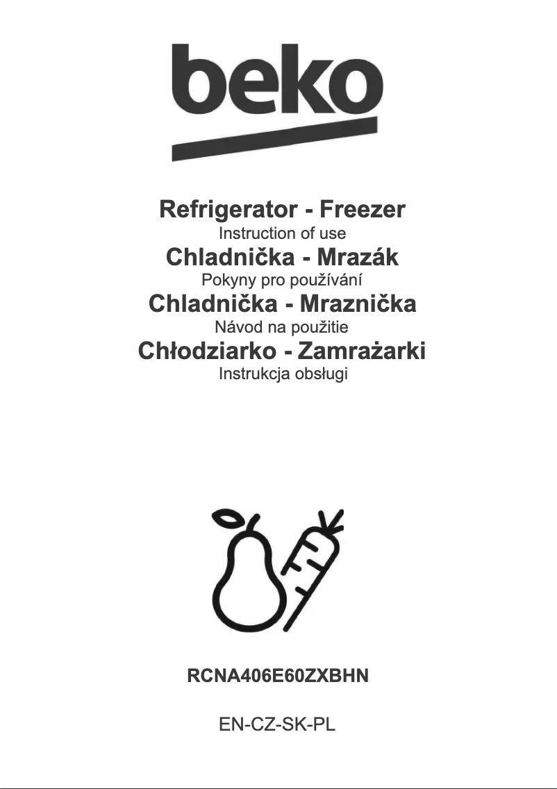 Page 1 de la notice Manuel utilisateur Beko RCNA406E60ZXBHN