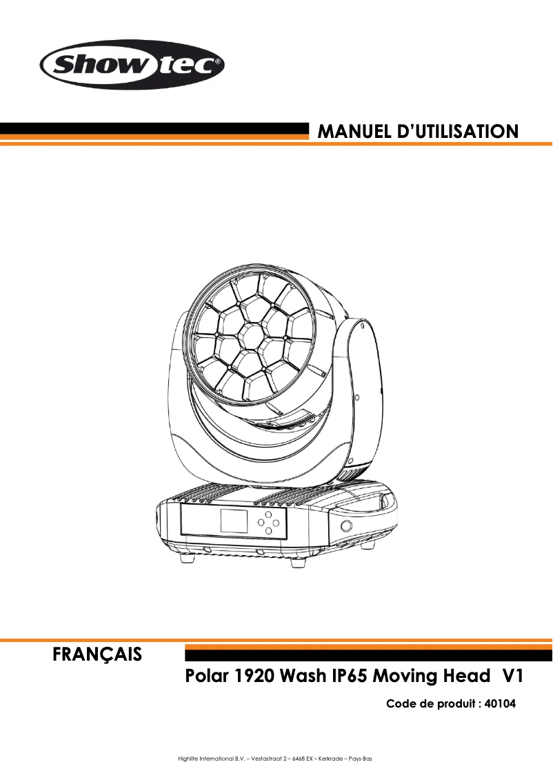 Page n°1 - Manuel utilisateur Showtec Polar 1920 Wash